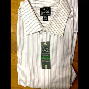 Jos. A Bank - White Pinstripe Button-down Traveler